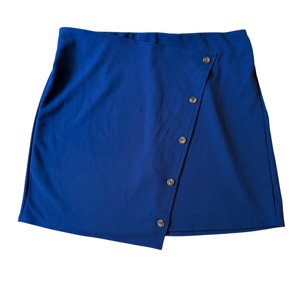 Torrid Women's Blue Skirt Wrap Button Front Mini Preppy Casual Career Sz 2x